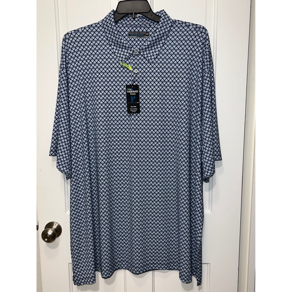 NWT Roundtree & Yorke Performance Fairway Polo Shirt 4XT Blue Seashell UPF 50+